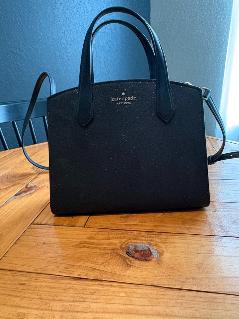 Kate Spade Black Top-Handle Glitter Purse